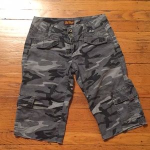 Gray camouflage capri shorts